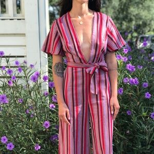 The Jetset Diaries Purple Striped Jumpsuit